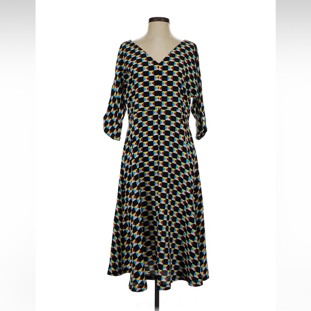 No. 6 Store Silk Dress Size 2 Medium Geometric Below Knee